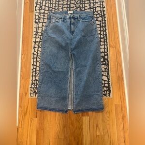 Denim Midi Front Slit Skirt